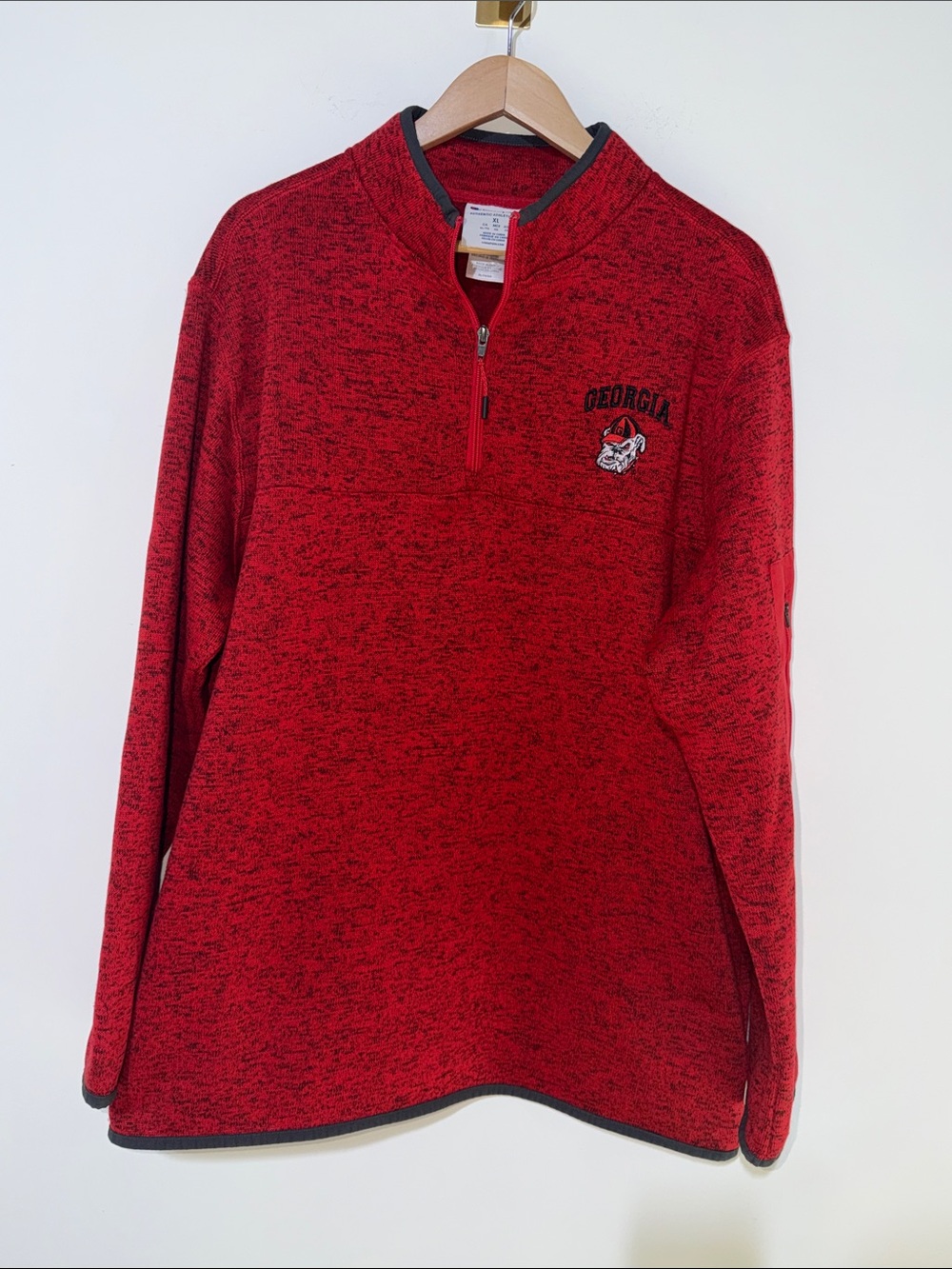 Champion Georgia Bulldogs Red Quarter-Zip Sweatshirt Pullover size XLarge